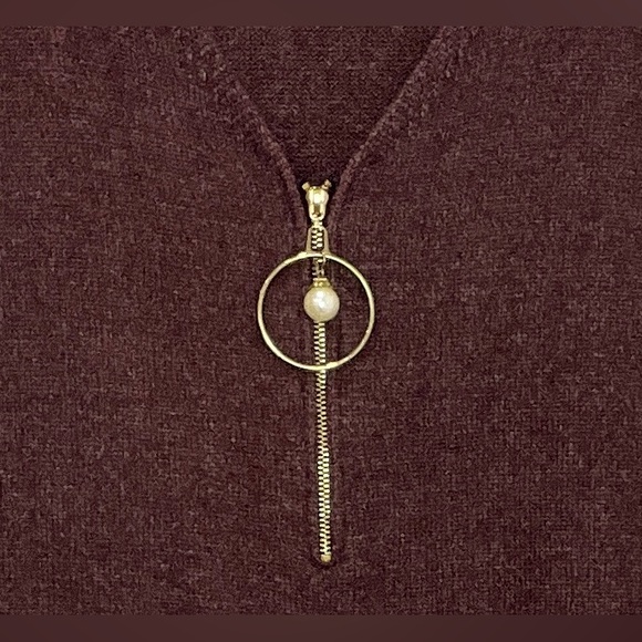 SOFT Wool Sweater Dress with Pockets & Pearl Accent Zipper - Picture 3 of 3